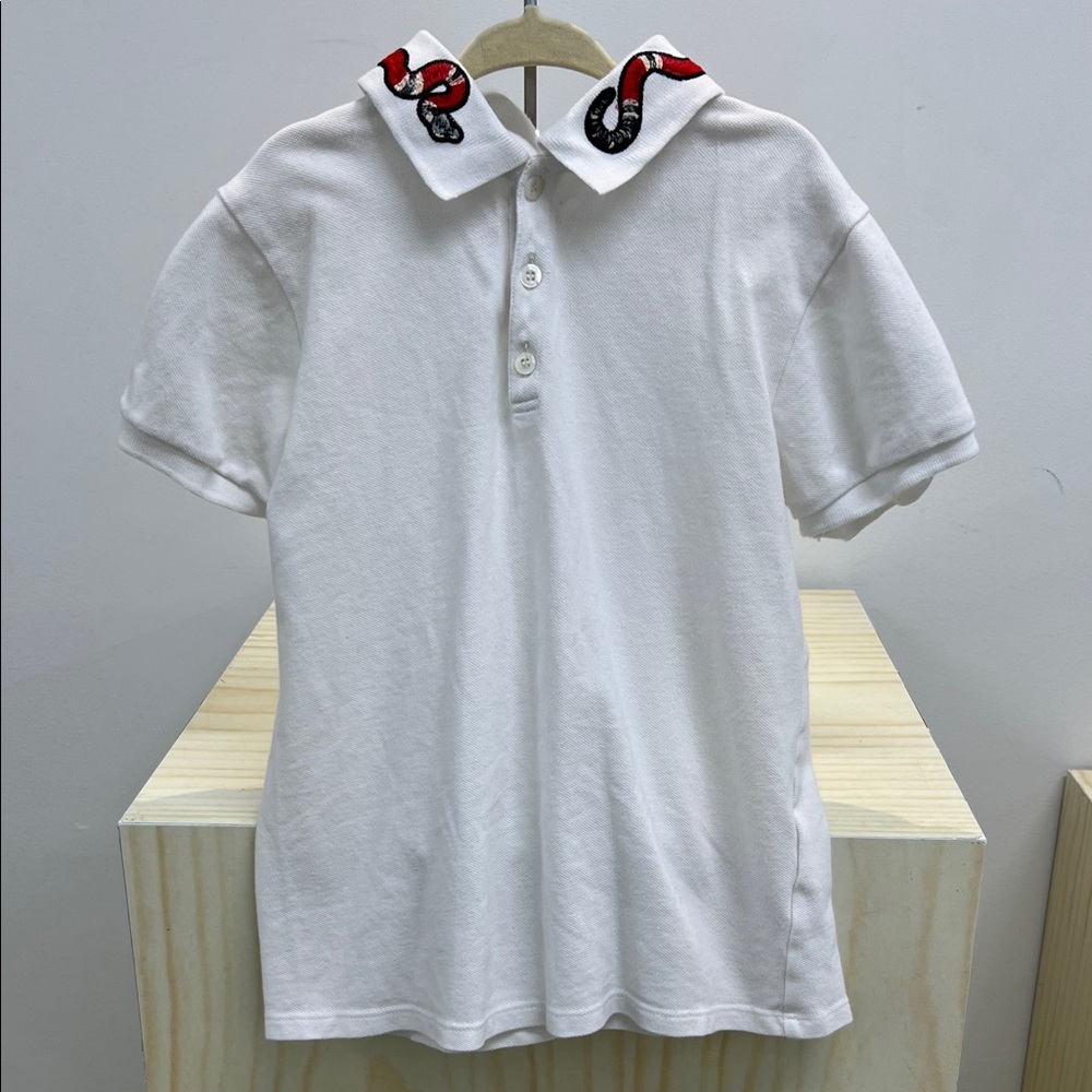 Gucci polo with embroidered snake collar